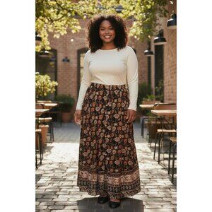 BloomChic Womens 14/16 Fall Floral Print Maxi Skirt Modest Flowy Classic Casual